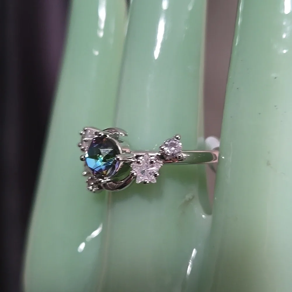 Crystal Vitrail Light Moon And CZ Stars Ring - Picture 7 of 7